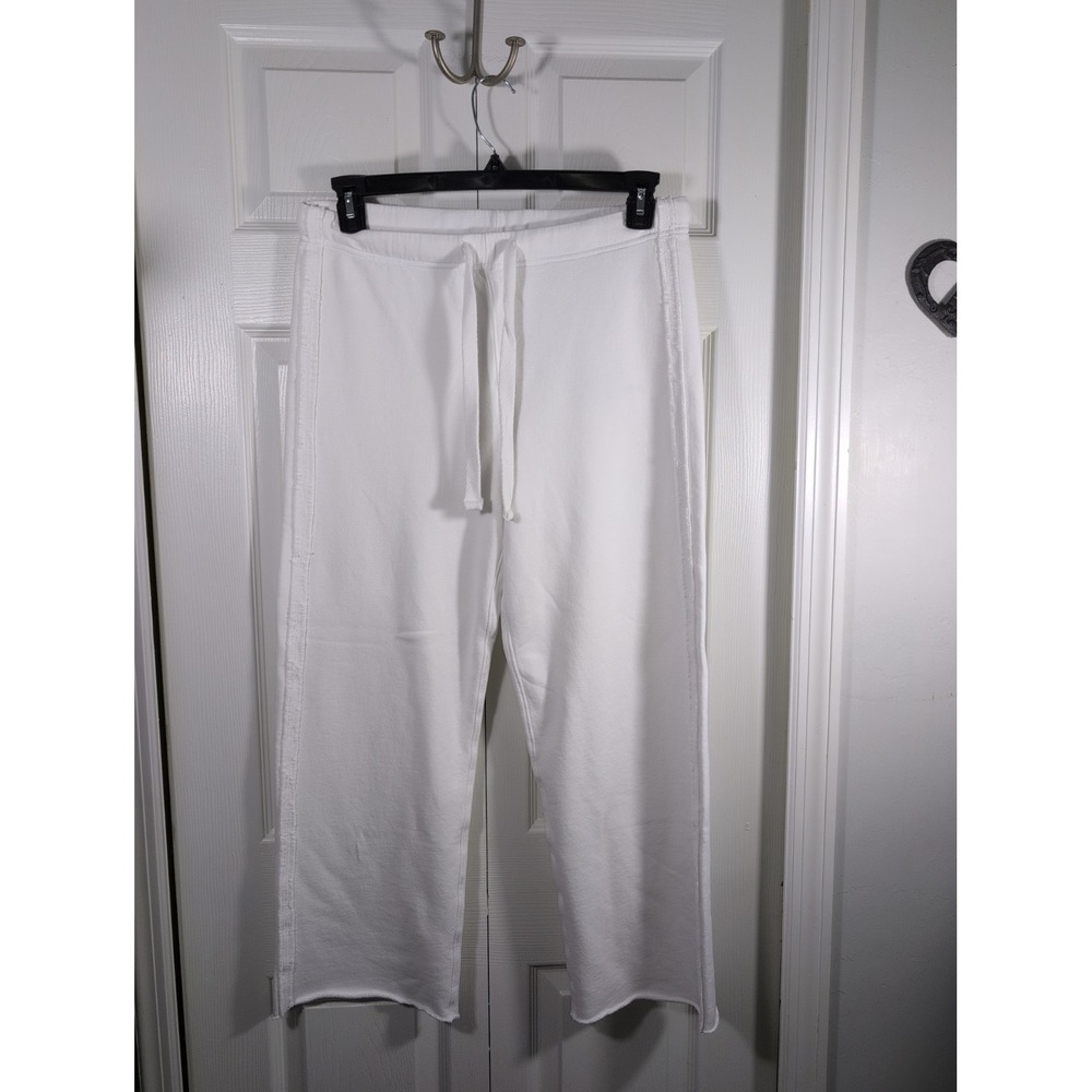 Frank & Eileen White Catherine Wide-Leg Sweatpants Triple Fleece Large